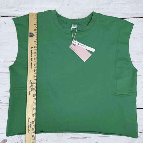 NWT ELGOGY Muscle Tee Cotton Blend Green Size L Minimalist Street - Picture 3 of 8